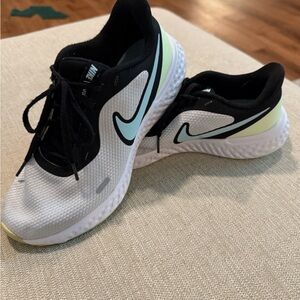 Nike Women’s Running Sneakers — White with Black & Teal/Lime